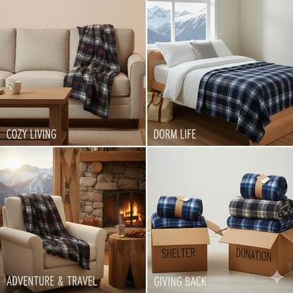 50x60 Throw Blankets, Plaid Fleece Throw Blankets for Bedroom, Couch, Livingroom, Chair, Pets, Outdoors