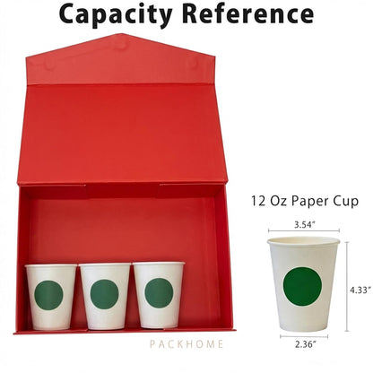 PACKHOME Mothers Day 6 Large Gift Boxes with Lids 13.5x9x4.1 Inches, Sturdy Collapsible Gift Boxes with Magnetic Closure for Gift Packaging (Glossy Red)
