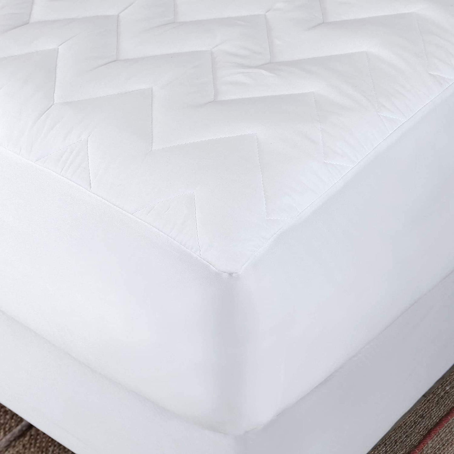 Waterguard Quilted Cotton Mattress Pad - Full XL Size - Soft, Comfortable, and Fluffy Mattress Pad - Waterproof Mattress Protector Stretched 13" for Snug Fit on Regular Sized Mattress