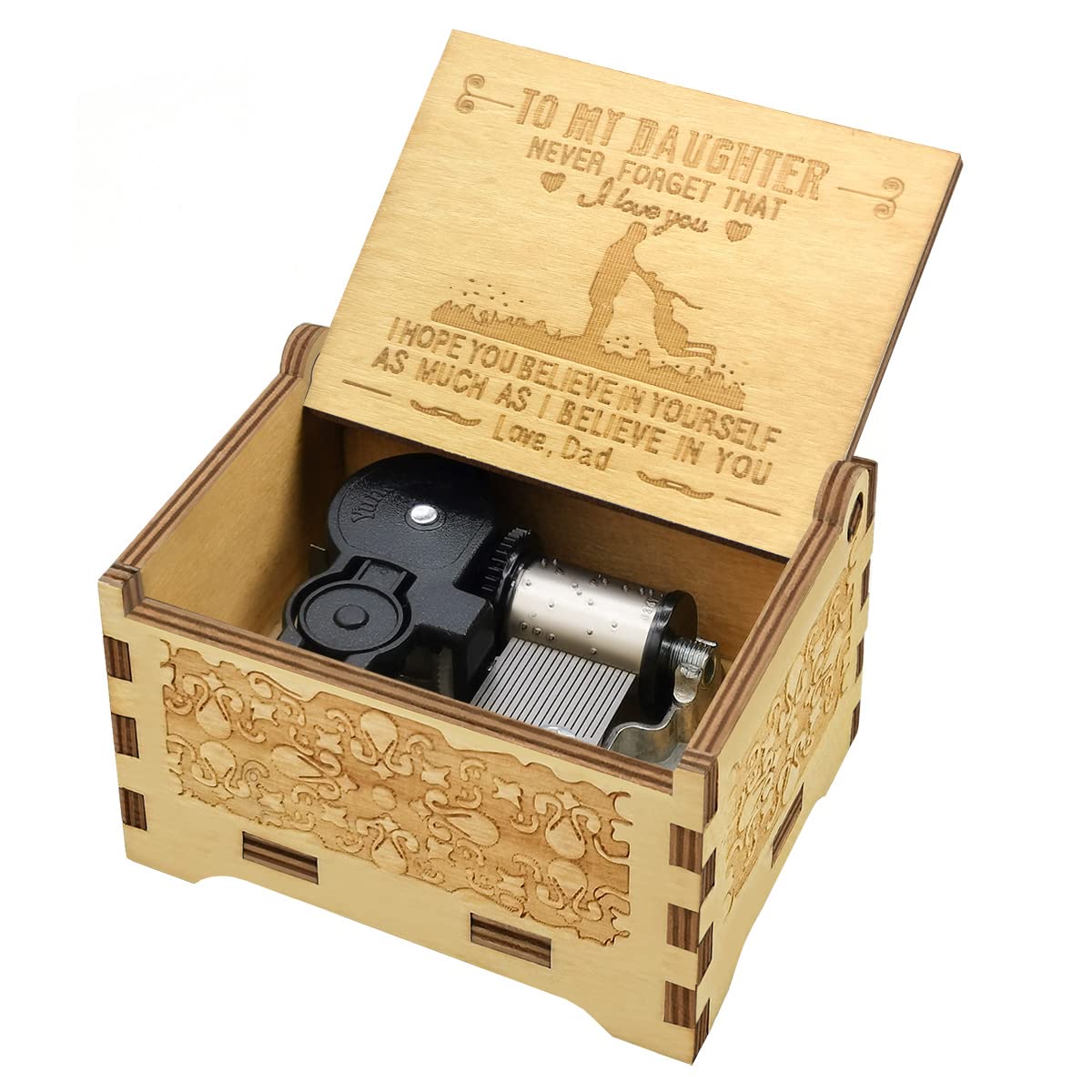 Sooharic Daughter Gifts from Dad, Wooden Music Box, Dad to Daughter Gifts, Suitable for Birthday/Christmas/Keepsake