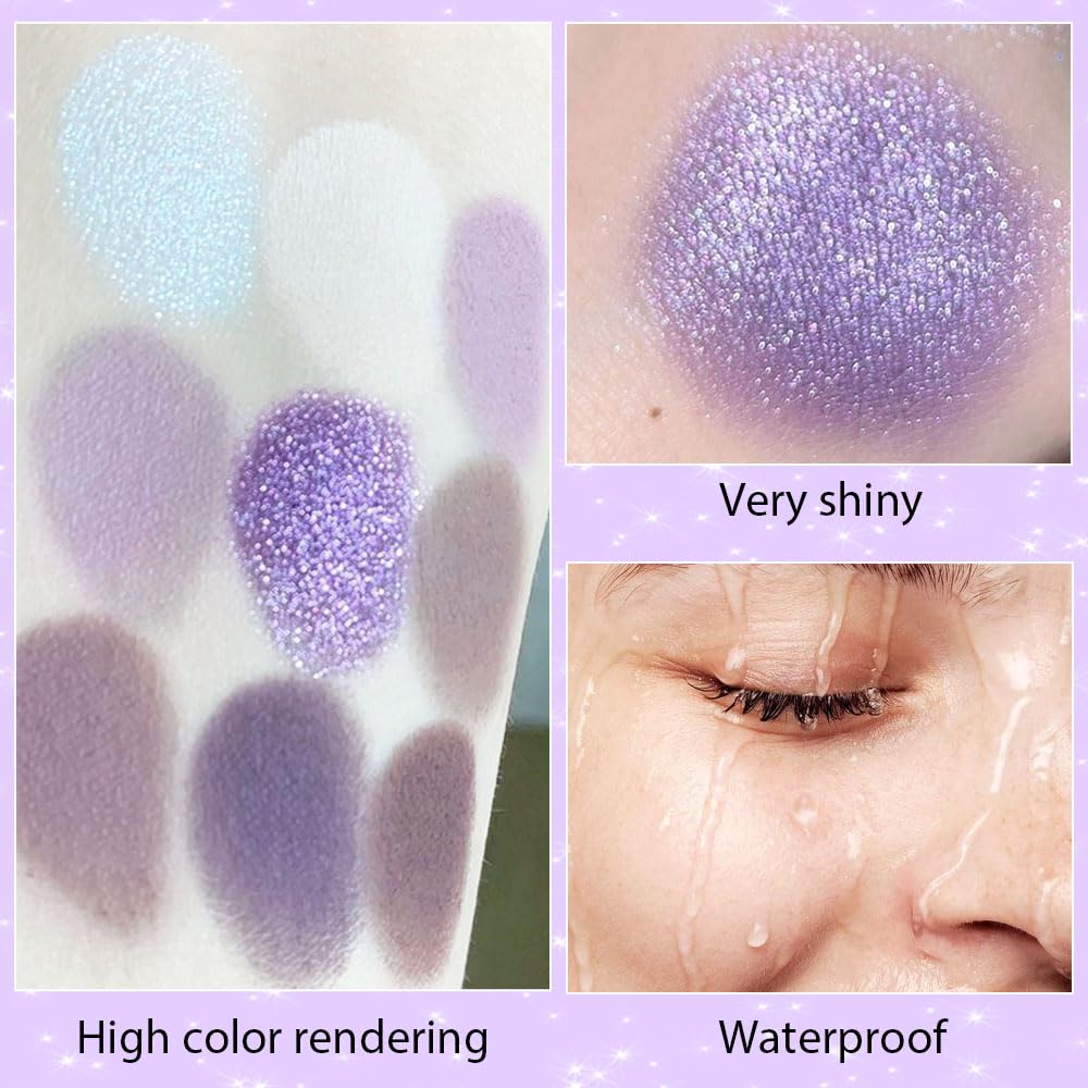 ORANOT 9Colors Eye Shadow Palettes Makeup,Dark Purple Plum Lavender Mauve Black Smoky Eyeshadow Palette for Older Women Natural Powde Eye Shadows Waterproof Long Lasting Naturing-Looking