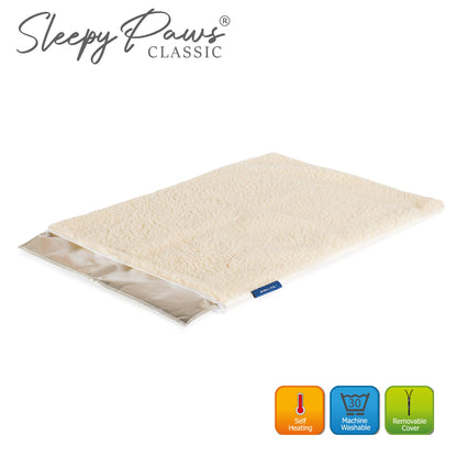 Ancol Self Heating Pet Pad Cream Fleece Cover with Thermal Structure - Removable Machine Washable for Cats and Dogs - 48cm x 38cm / Small