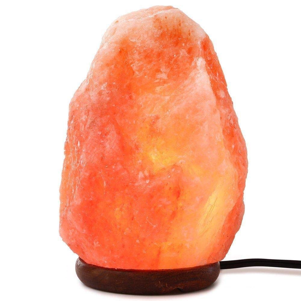 Needs&Gifts Himalayan Salt Lamp, Natural Crystal Rock Lamp Pink Light, Hand Crafted Wooden Base Direct from Foothills of The Himalayas Home Decor, Dimmable lamp Pinkish-orange 4-7LB (N23)