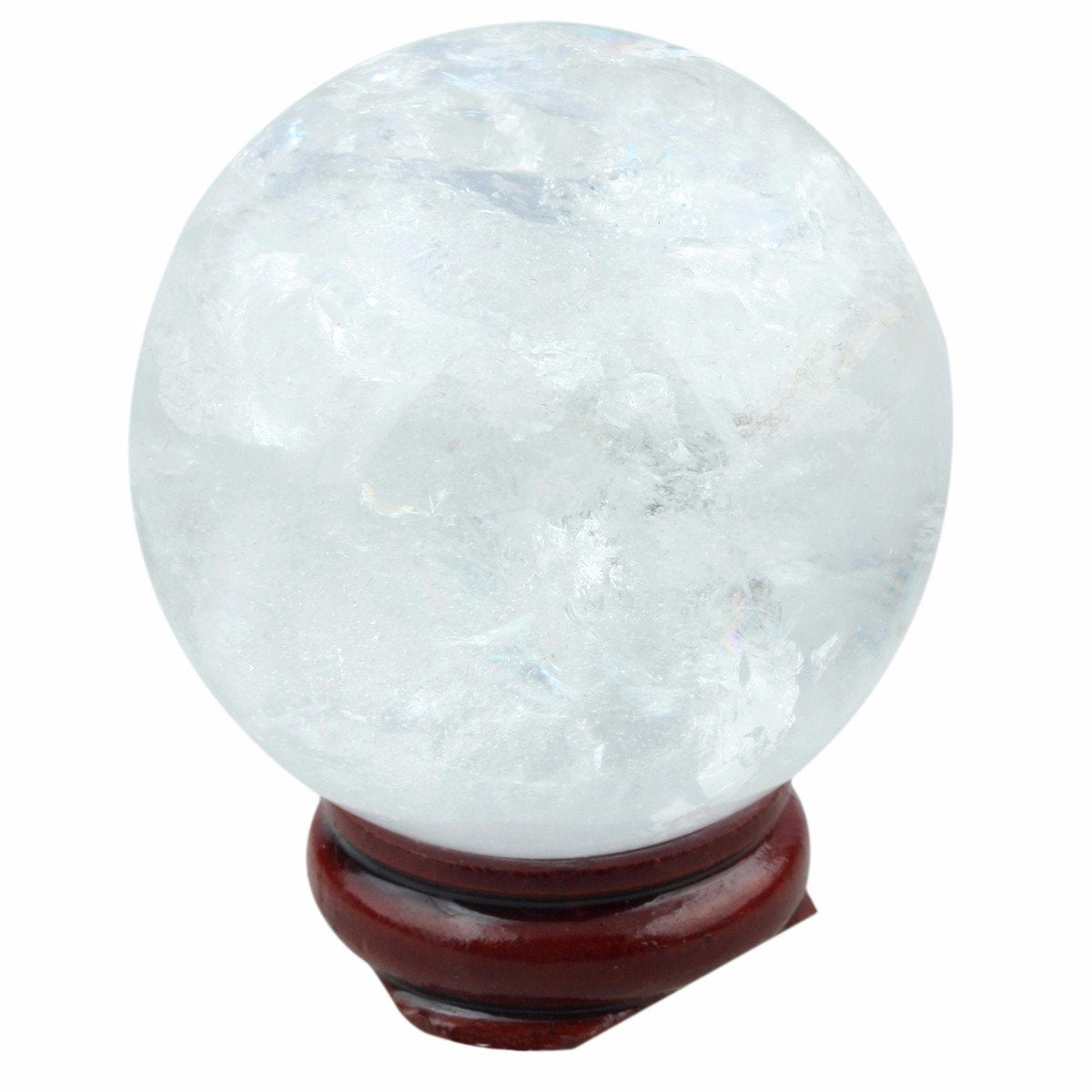 mookaitedecor Natural Rock Quartz Crystal Ball with Wood Stand, Healing Crystals Sphere Sculpture Home Decoration, 1.55"-1.75"