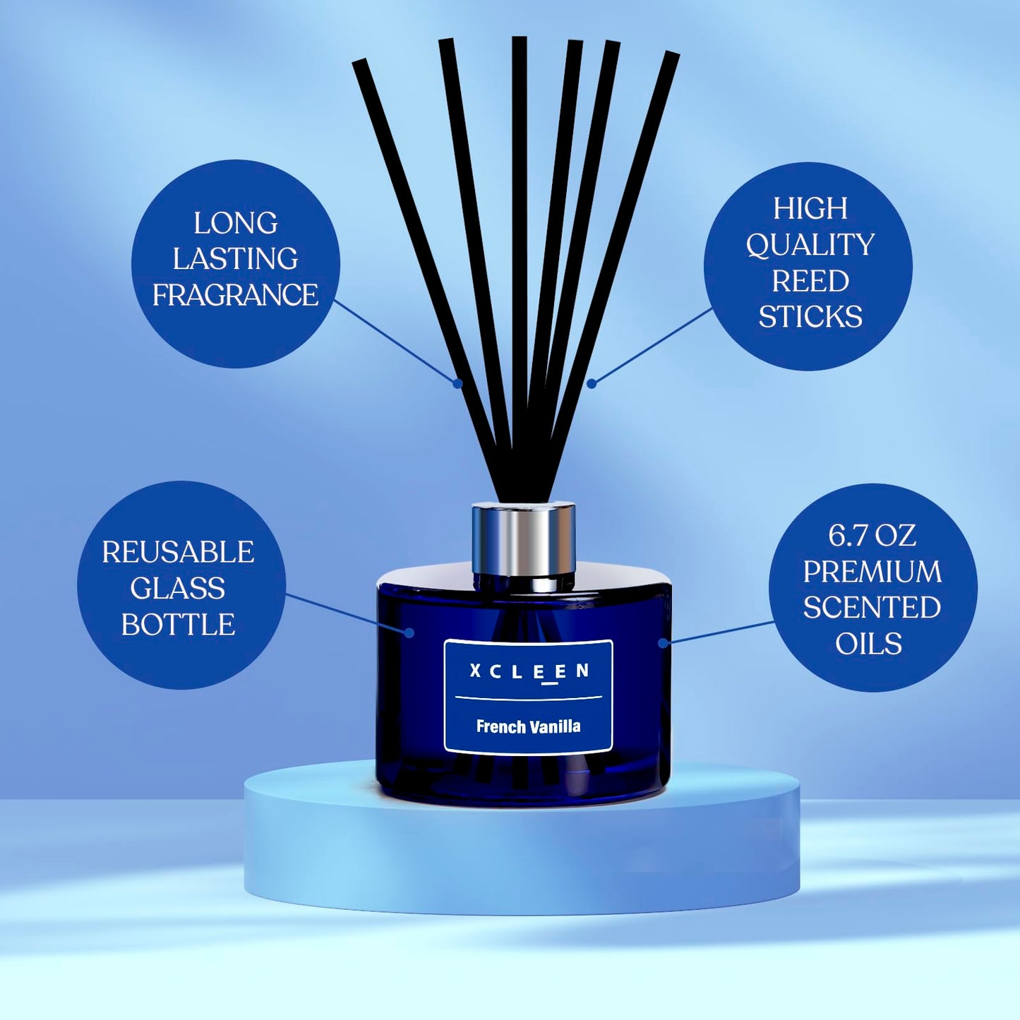 Reed Diffusers Set, 3.7 Oz Scent Diffuser, 6 Reed Diffuser Sticks, Home Fragrance Hyacinth, Peony & Citrus, Aromatherapy Oil Diffuser Reeds, More Masculine Scent, Bathroom & Office Decor 110ml