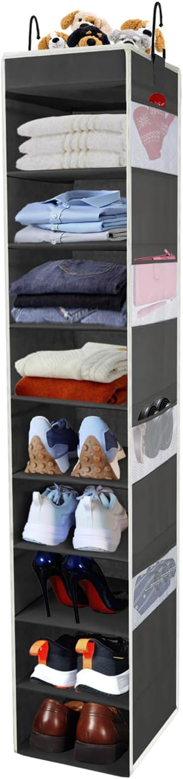 Large-Sized Hanging Shoe Organizer 10-Shelf, Sturdy Hanging Closet Organizer