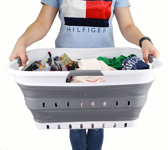 SAMMART 42L Collapsible Plastic Laundry Basket