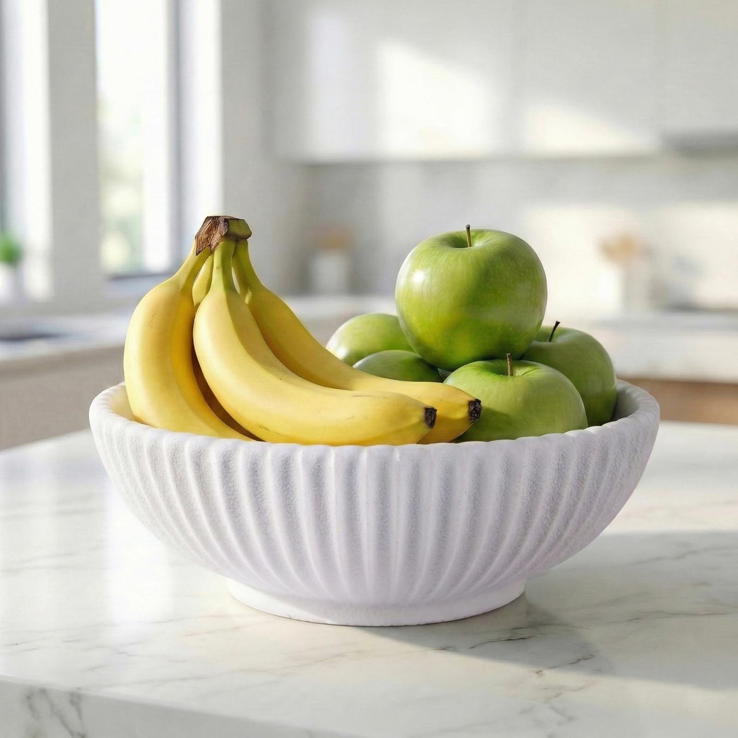 LINYTHER Large Decorative Fruit Bowl for Kitchen Counter or Table, Key Holder Bowl for Entryway Table, Bread Candy Snack Organizer, Modern Farmhouse Centerpiece Decor, White/Stripe