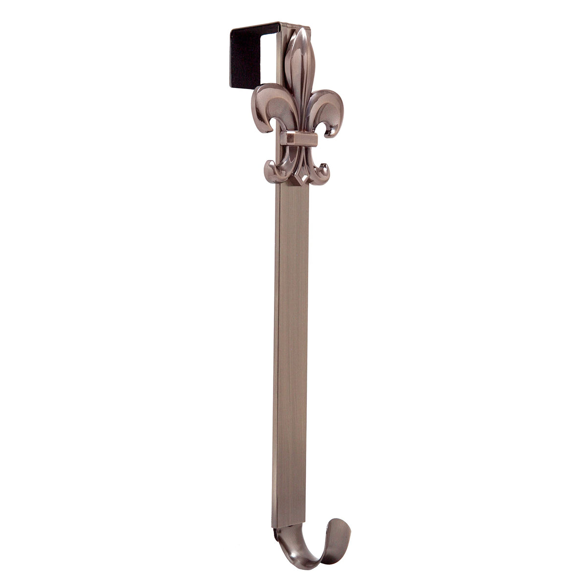 Haute Decor Adjustable Length Wreath Hanger with Removable Icon (Oil-Rubbed Bronze - Fleur De Lis) - Metal Over The Door Wreath Hanger for Front, Back, Interior Doors