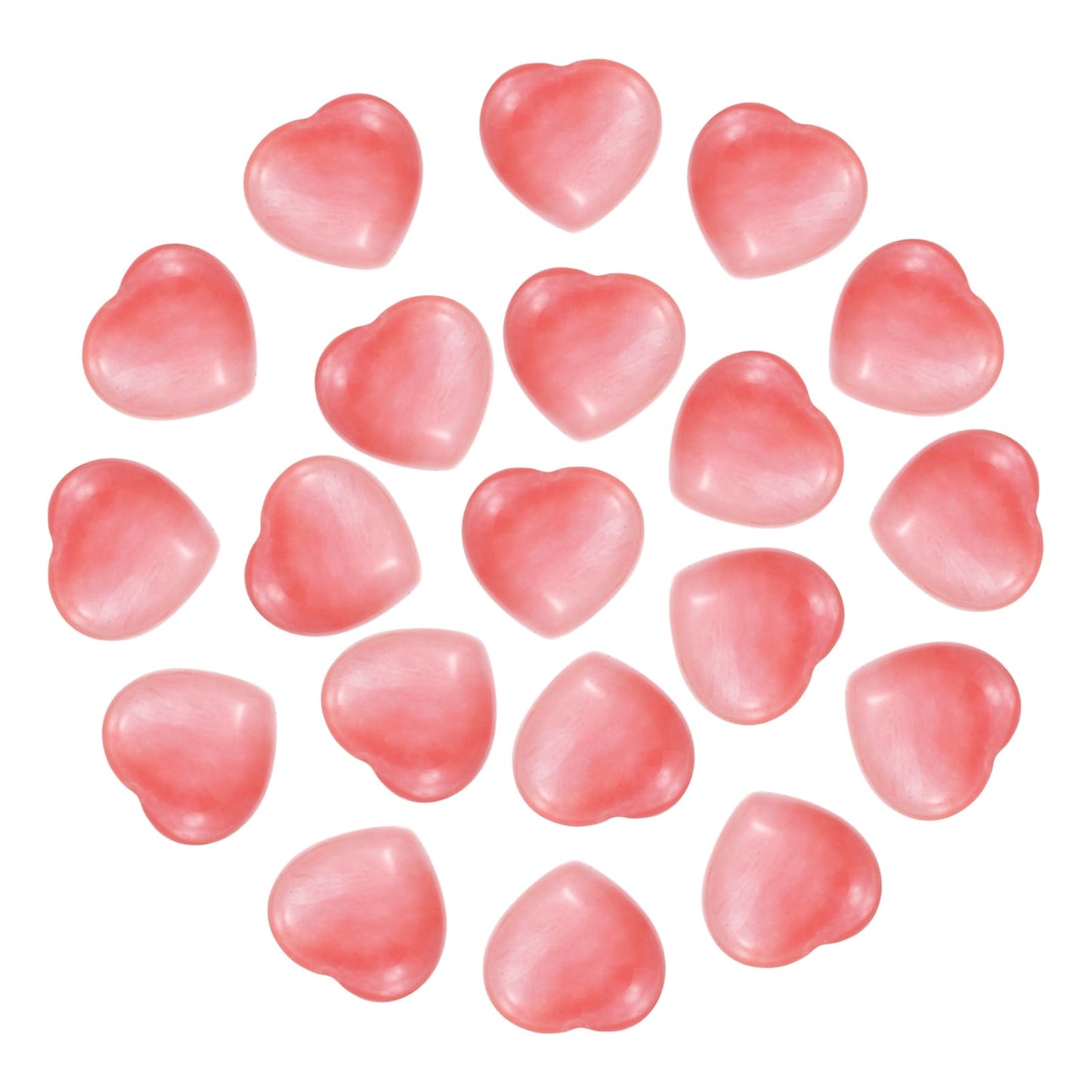 PATIKIL 20 Pcs Natural Heart Shaped Crystal Stone, 0.6 Inch Mini Polished Love Gemstone Crystal, Pocket Rock Engraved Worry Stones for Women Gifts Meditation, Watermelon Red