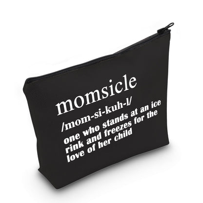 ZJXHPO Hockey Mom Survival Kit Momsicle Makeup Bag With Zipper Momsicle Definition Accessories Bag Mother's Day Gift For Hockey Lover Toiletry Bag (BL Momsicle)