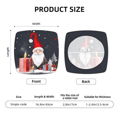 hsbolediy Christmas Gnome Gifts Box Dining Square Chair Seat Covers 16.9" Two Pieces, Stretch Fitted Sofa Cushion Cover Replacement Removable, Chair Slipcovers for Party Office Decoration
