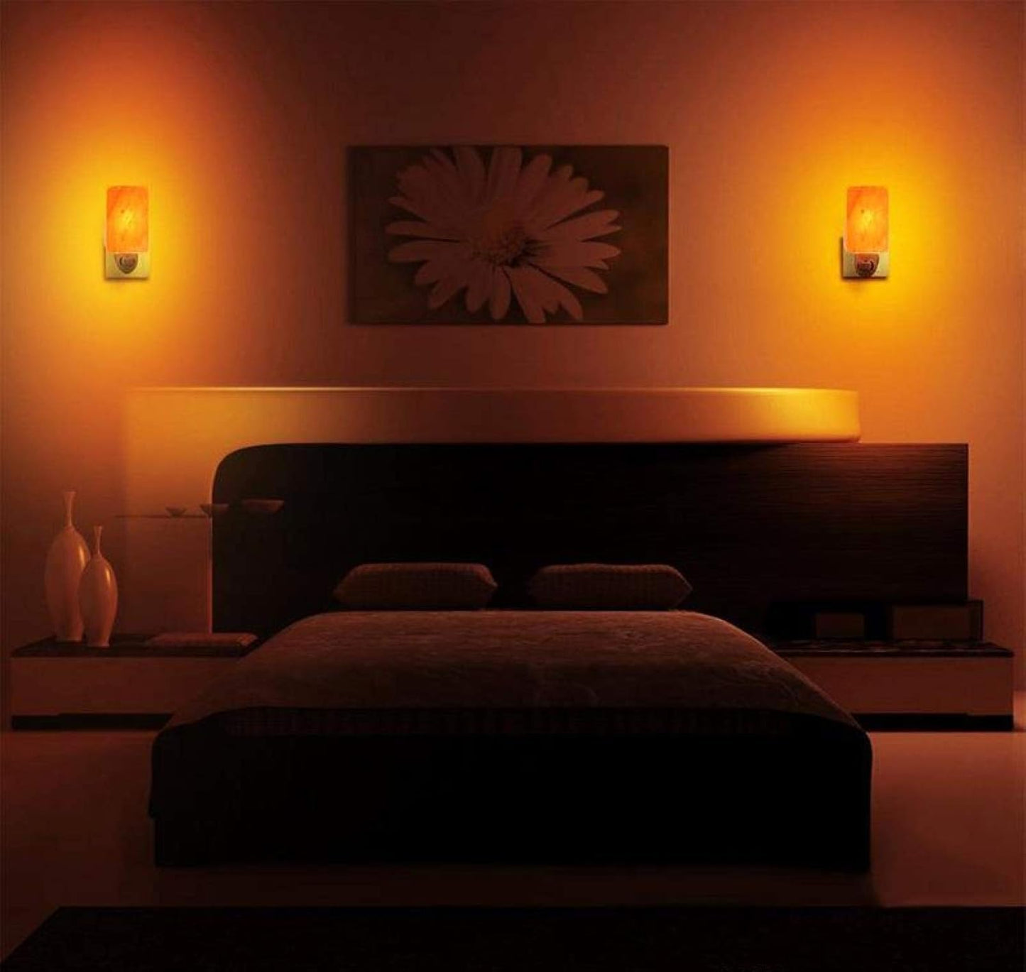 Reppkyh 4 Pieces Himalayan Salt Lamp Plug in Night Light Salt Lamp, 360 Degree Adjustable Wall Plug for Bedroom Night Light