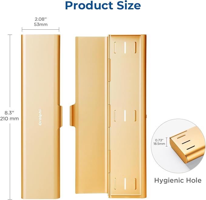Wider Aluminum Toothbrush Travel Case, Portable Travel Toothbrush Holder