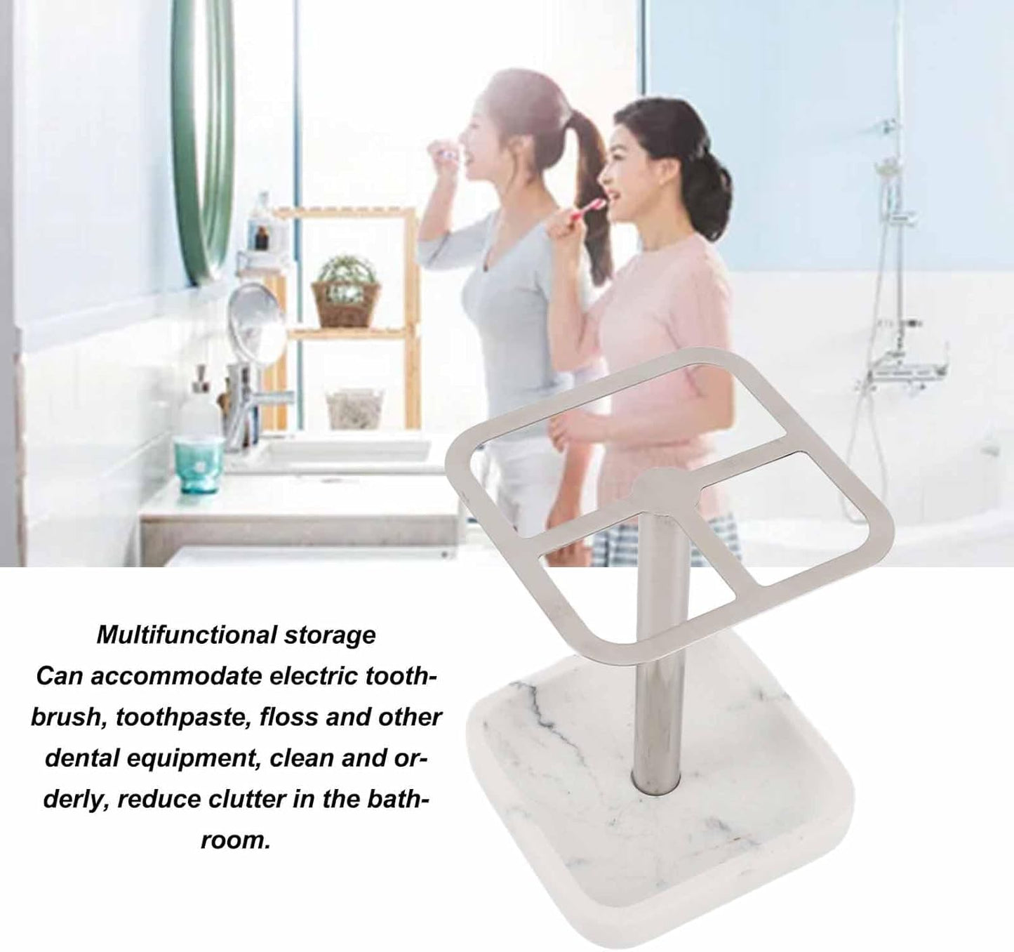 Toothbrush Holder Stainless Steel Bathroom Storage Organizer Toothpaste Stand Rack 304 Holder, Stand, Rustproof Metal 3 Slots Space Saving for Vanity, Countertops (Silver)