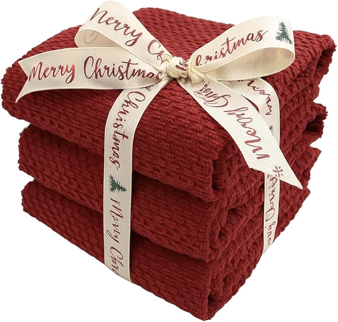 Maroon Dark Red Brick Red Kitchen Hand Dish Towels: Oversized 28" x 18"