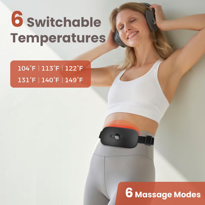 NOWWISH Heating Pad for Period Cramps Pain Relief, Portable Electric Cordless Menstrual Heating Pad Rechargeable with 6 Heat Levels and 6 Massage Modes, Christmas Gifts for Women Teen Girls, Pink