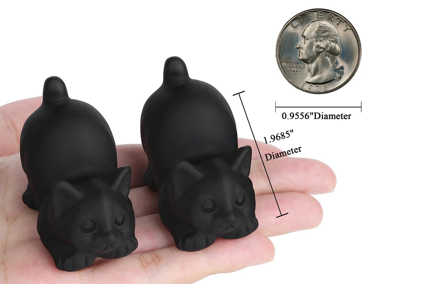 NUKAYAI 2" Black Cat Statue Obsidian Crystal Cat Decor Figurines Carved Room Decor for Desk Lazy Sculpture Handcrafted Healing Stone Natural Gemstones Spiritual Gifts for Cat Lovers