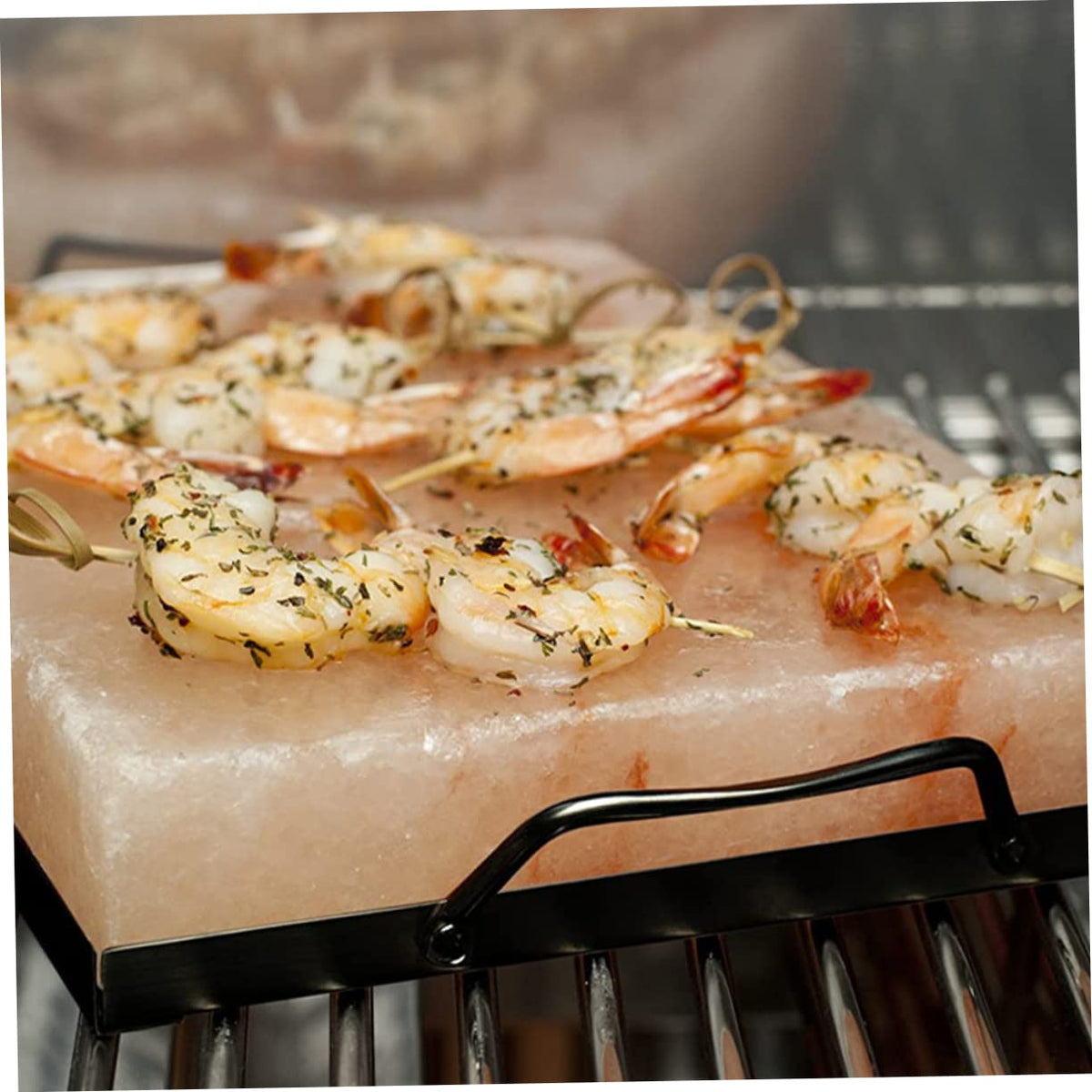 KONTONTY Salt Block Holder for Grill Durable Enameled Stainless Steel Salt Plate Rack with Double Handles for and Serving Barbecue Tool for Home and Restaurants