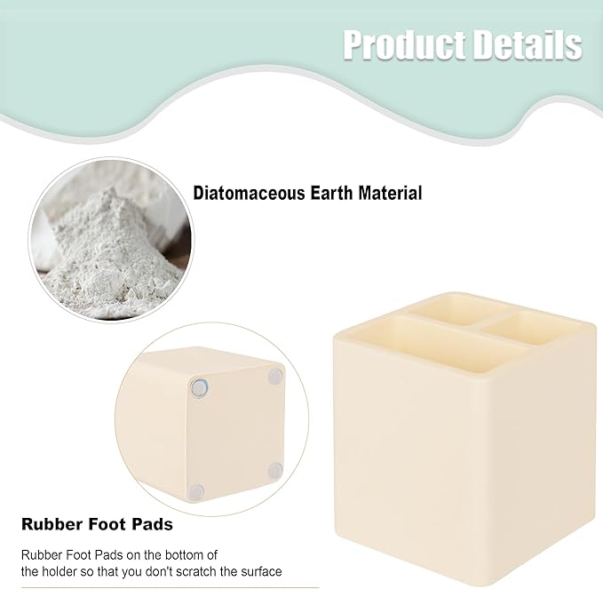 Diatomite Toothbrush Holders for Bathrooms, Electric Toothbrush and Toothpaste