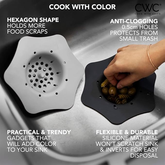 COOK WITH COLOR Kitchen Sink Strainer, Flexible Sink Strainer, Sink Drain