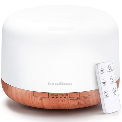 InnoGear 500ml Essential Oil Diffuser with Remote Control, Premium Ultrasonic Aromatherapy Diffusers Mother's Gift Scent Humidifier Vaporizer Auto-Off Timer for Large Room Home, Yellow