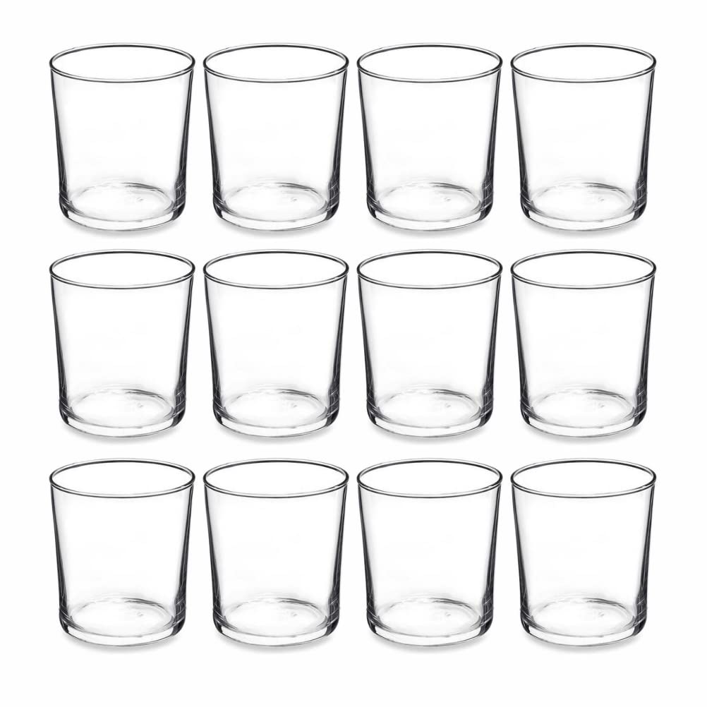 PMLAND Clear Glass Votive Candle Tealight Holders - Bulk Pack of 12