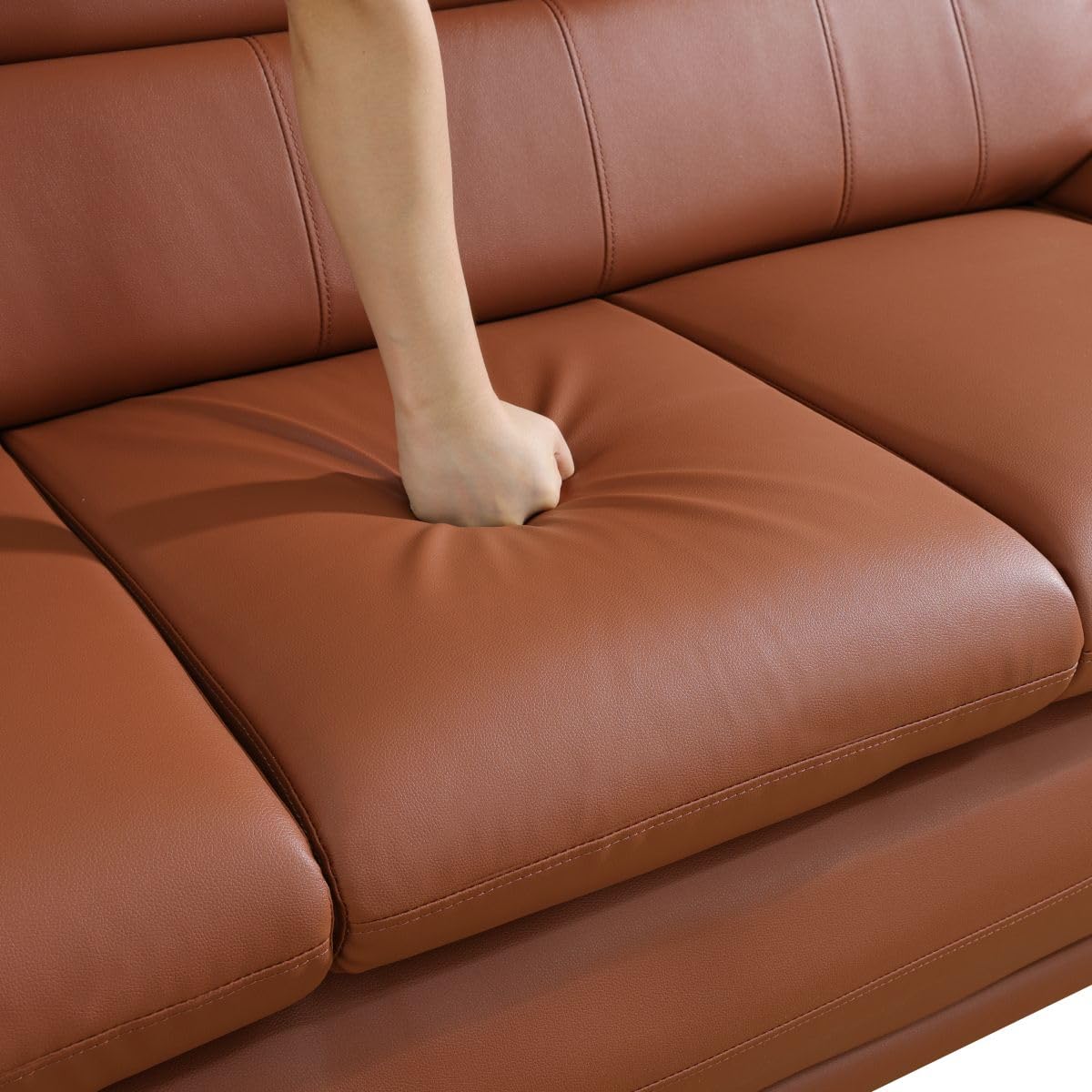 UOCFYK Lounge Comfy Faux Leather Sofa Modern Loveseat Couch for Small Living Room/Dorm/Bedroom/Office/Apartment for Small Spaces, (Orange, Two-Person Seat)