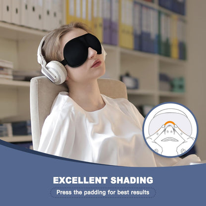 Sleep Mask for Women Men, Ultrathin Light Blocking Sleeping Mask, No Pressure On Eyes 3D Contoured Blindfold, Soft Comfort Eye Shade Cover for Travel/Naps/Yoga/Shift Work.（Black）