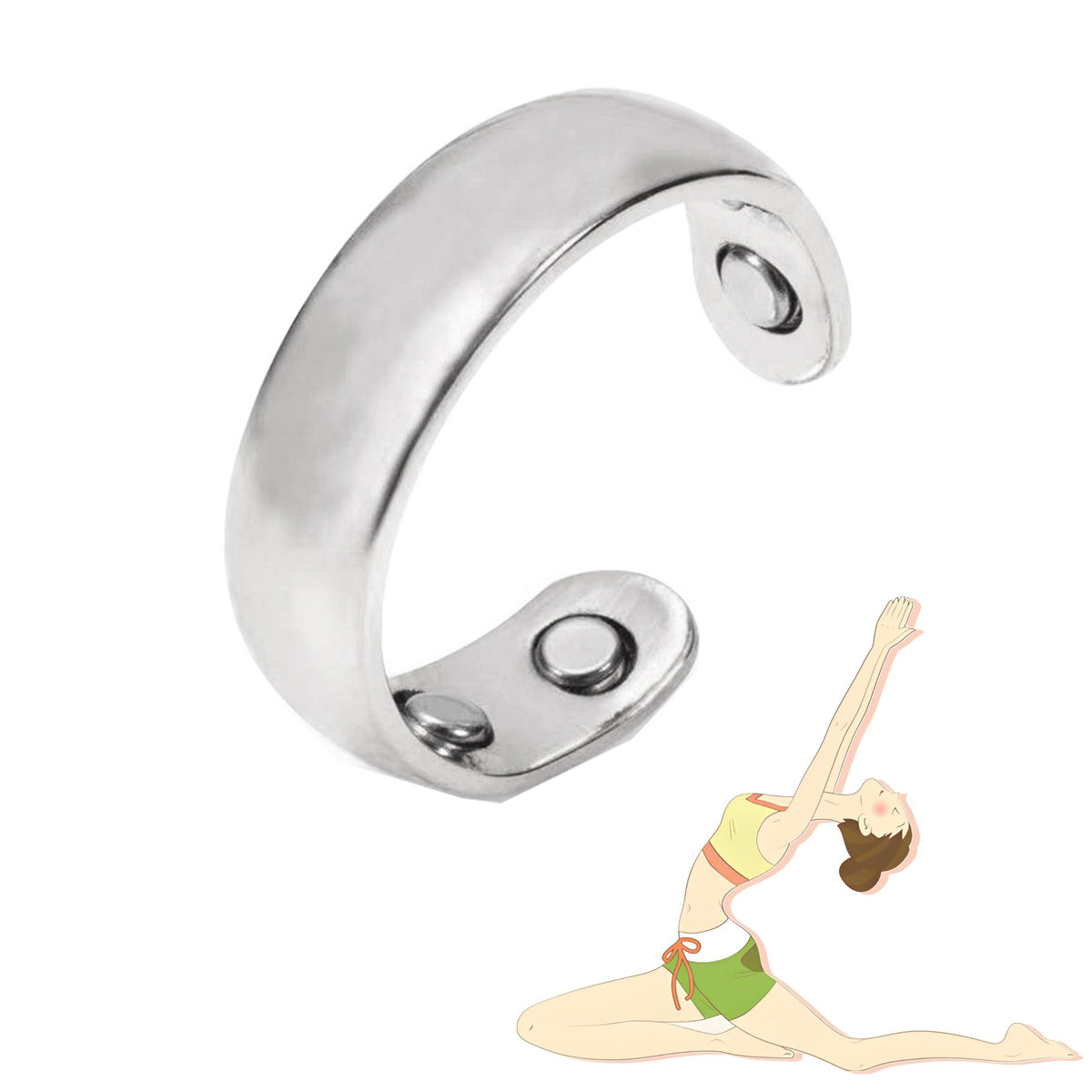 ZCVFA Stainless Steel Auvulis Migraine Rings Magtherapy Lymphatic Drainage Rings Lymph Nodes Acupuncture Therapy Anti Snoring Ring Migraine Relief Health Jewelry for Men and Women（Silver）