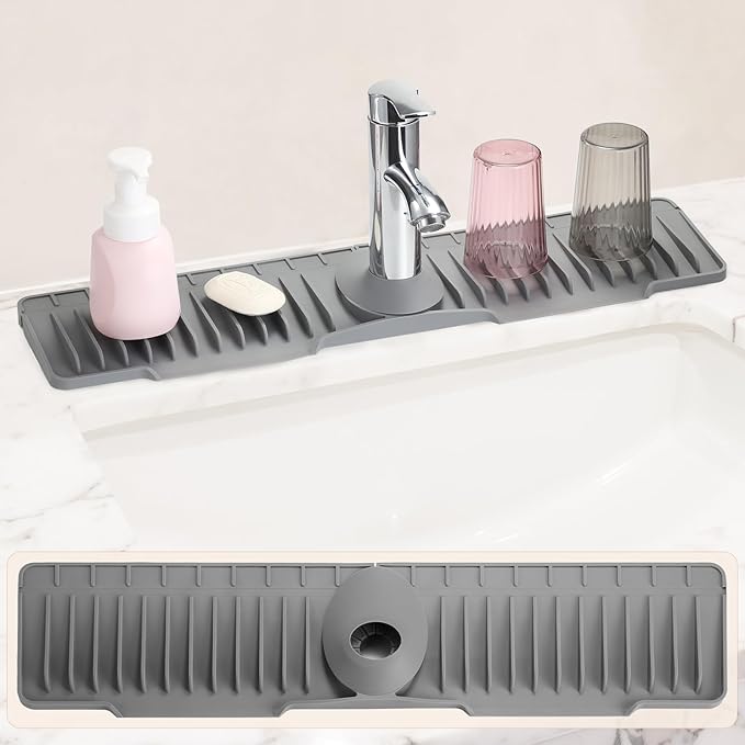 24 Inch Faucet Mat for Kitchen Sink, Silicone Sink Protector&Kitchen Sink