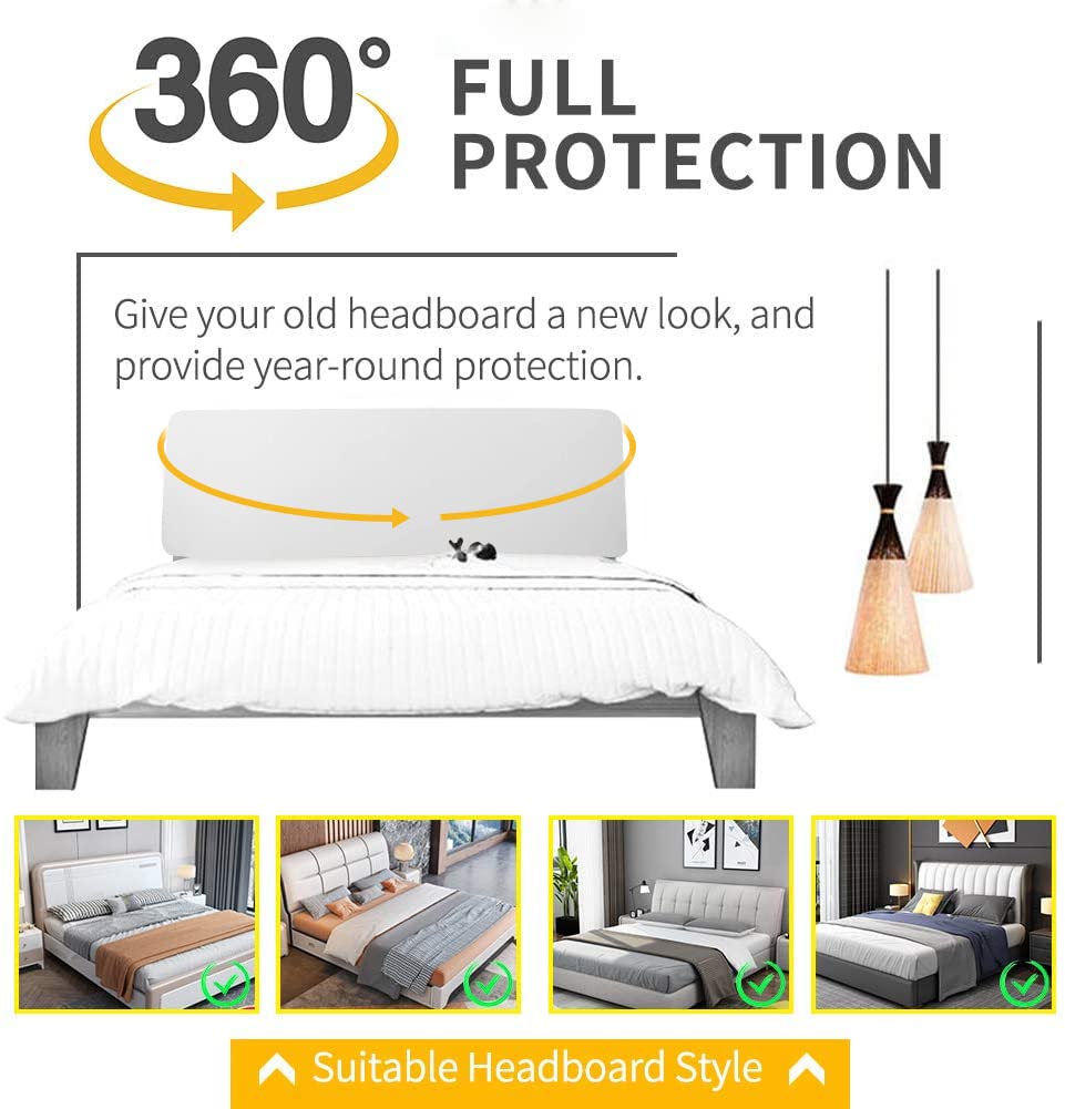DUJUIKE Bed Headboard Cover Slipcover, Stretch Headboard Covers, Dustproof Protector Cover for Linen Fabric Tufted Upholstered Headboard (White, Cal King Headboard Length (71"-80"))