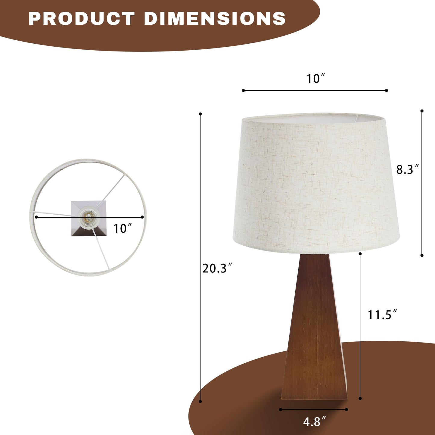 Booniture Table Lamp for Bedroom, Bamboo Bedside Lamps with Beige Linen Shade for Nightstand, Dimmable Desk Lamp for Dorm, Living Room, Office, Kids Room (Walnut)
