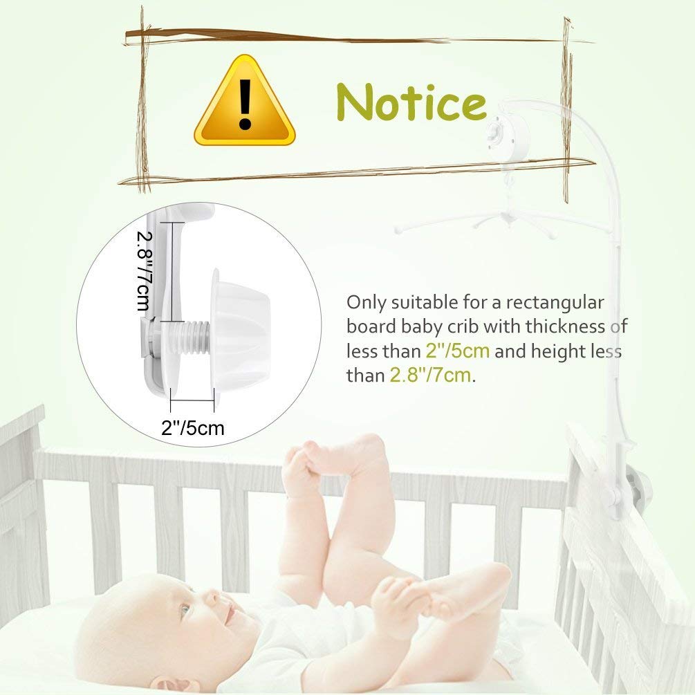 AGPTEK Baby Crib Mobile Bed Bell Holder Arm Bracket Wind-Up Music Box Holder Baby Bed Stent Set Nut Screw 28 Inch