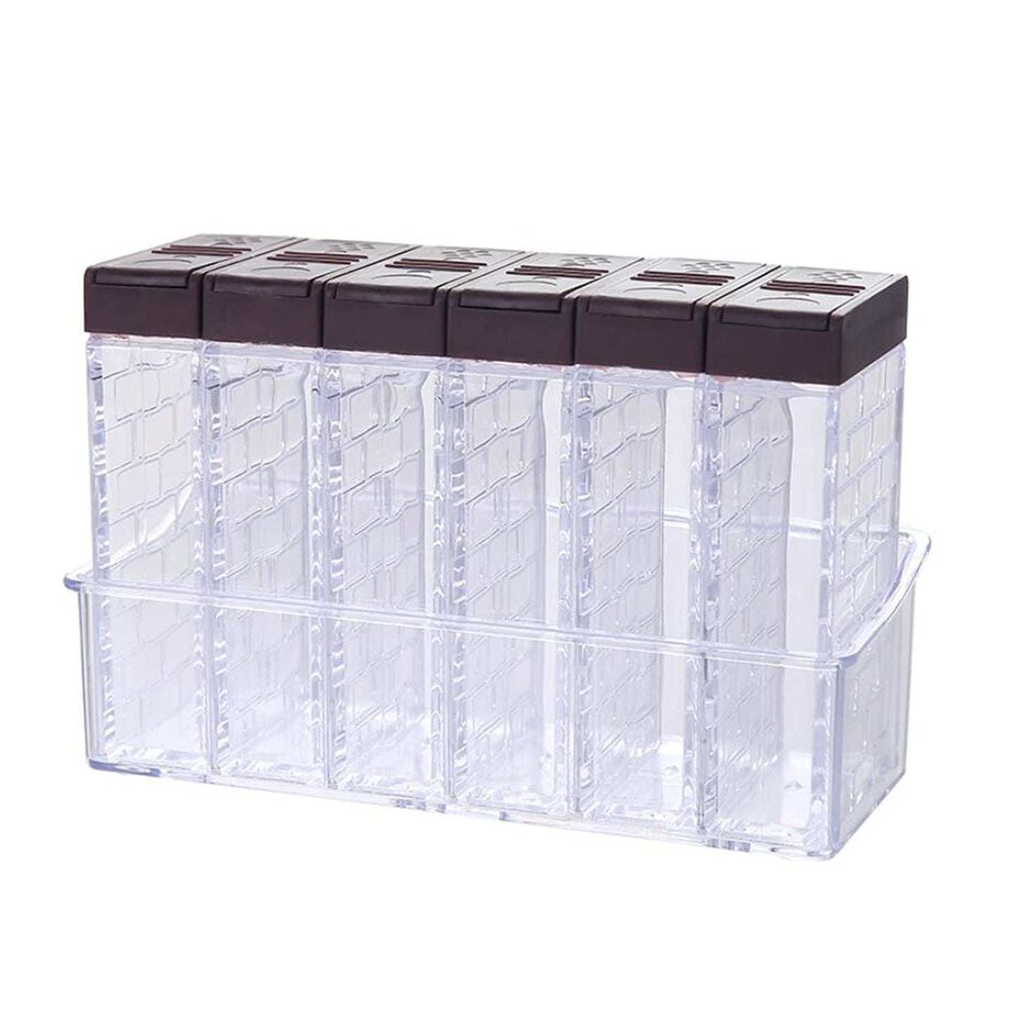 Dicanence 6 Case Spice Shaker Jars, Salt & Pepper Shaker Set, Transparent Condiment Jar Storage Box Set