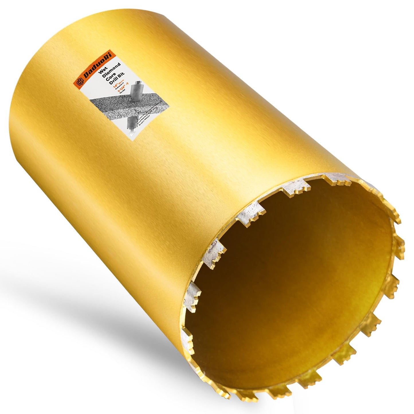 DaduoRi 8 Inch Wet Core Drill Bit, 8" Core Bits for Concrete, 1-1/4"-7 Thread, 14" Drilling Depth Diamond Core Drill for Concrete with Rebar, Masonry, Brick Block,Cement, Stucco, Stone (203mm)