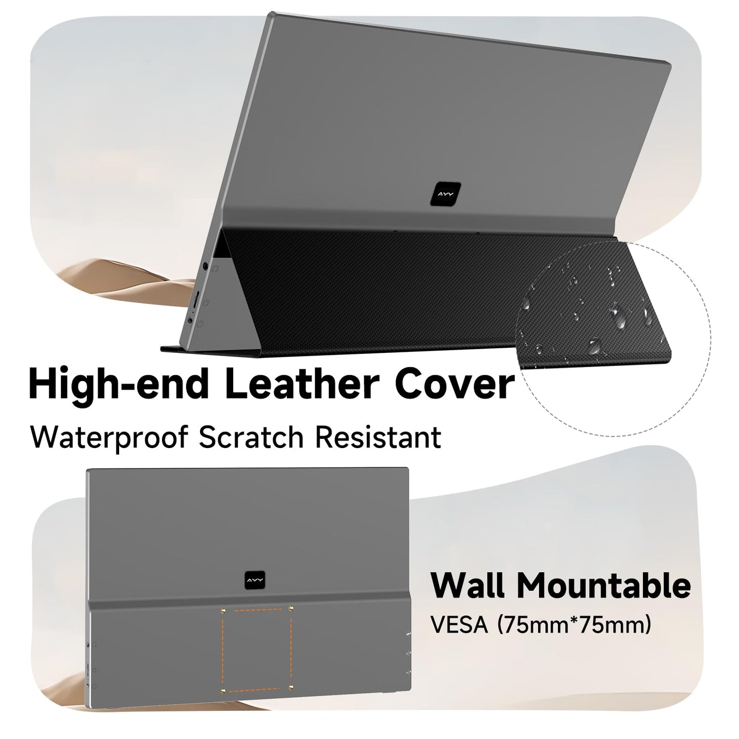 AYY Portable Monitor for Laptop 15 Inch, FHD 1080P USB-C HDMI Travel Monitor External for Computer, Second Display HDR IPS Gaming Monitor Extender for PC MAC Phone PS4/5 Xbox Switch, Built-in Speakers