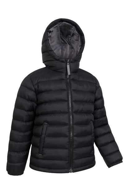 Mountain Warehouse Seasons Padded Kids Puffer Jacket - Water Resistant & Lightweight Insulated Rain Coat, Boys & Girls - Spring Summer, School, Travelling Black Teen Size 13 Years