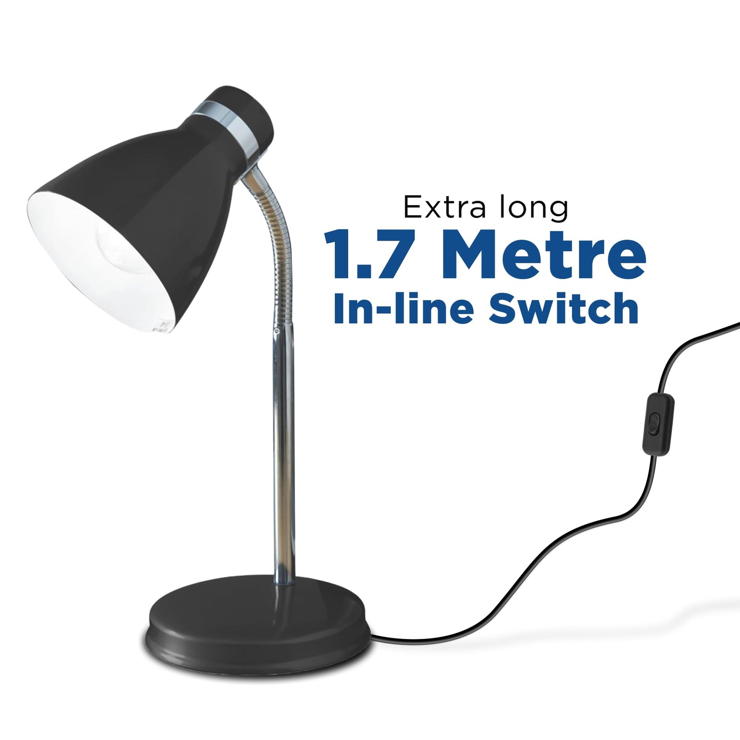 Status Madrid Desk Lamp | Flexible Desk Light | Black Desk Lamp | Study, Office, Bedroom | SDL2011ESBLK16