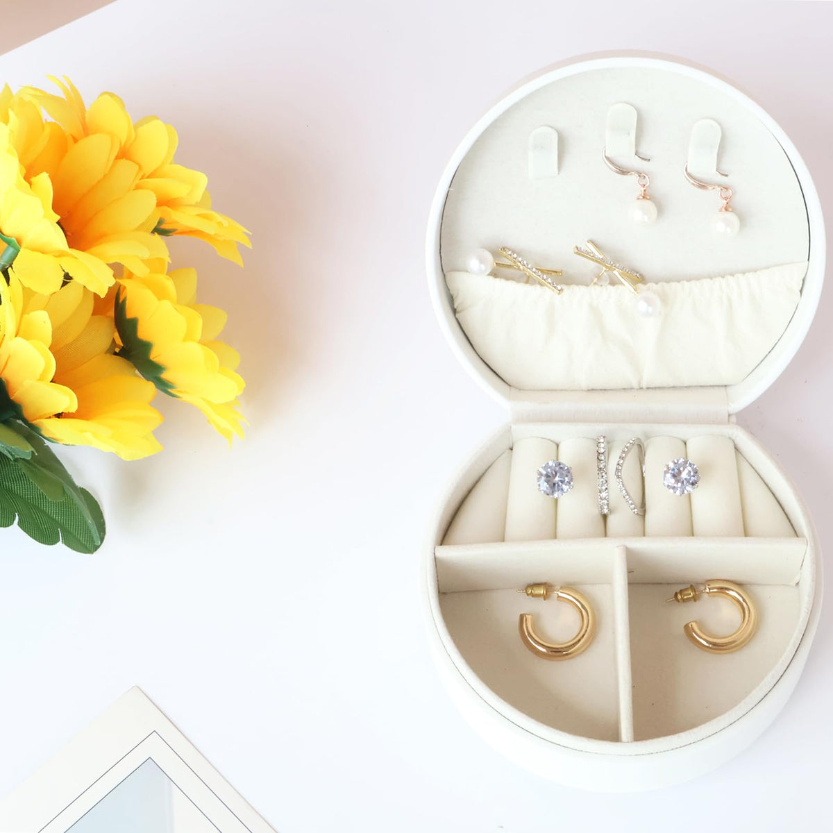 Travel Jewelry Case,Personalized Jewelry Box,Elegant Half-Moon Design with Personalized Golden Initial Case,Personalized Gifts for Women,Jewelry organizer;Personalized Gifts for Women or Friends(A)