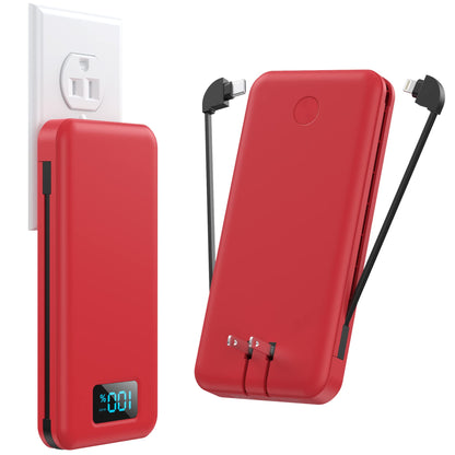 Portable Charger 50800mAh Power Bank with 3 Built in Cables,25W PD QC4.0 Fast Charging USB C Battery Pack,6 Outputs 2 Inputs Travel Essentials Portable Phone Charger for iPhone 17/16/15,Google,Android