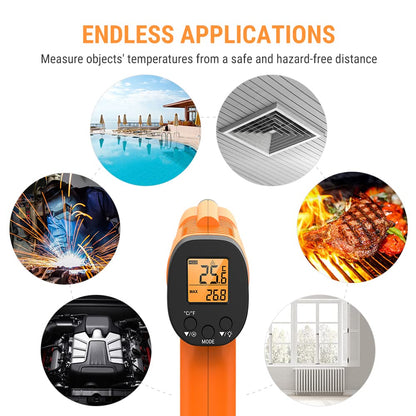 ThermoPro TP30 Infrared Thermometer Gun, Laser Thermometer for Cooking, Pizza Oven, Griddle, Engine, HVAC, Laser Temperature Gun with Adjustable Emissivity & Max Measure -50°C ~ 550°C (Not for Human)