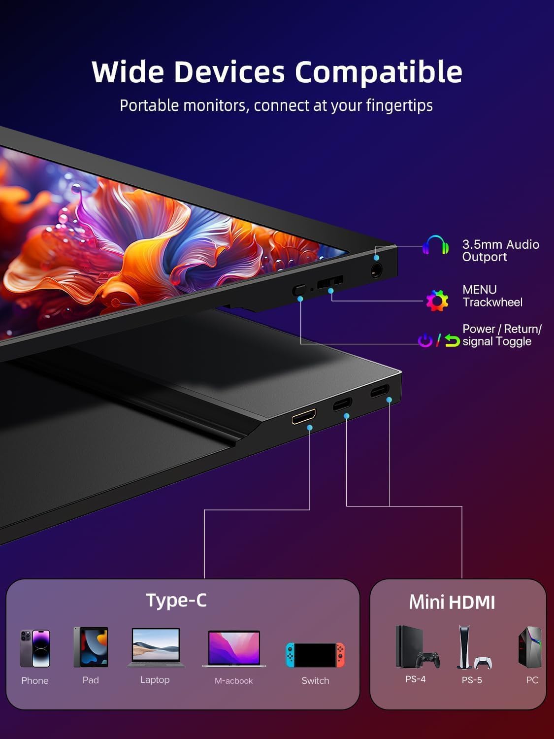 UPERFECT 15.6" Portable Monitor, Upgrade 1080P IPS Matte Travel Portable Screen with/VESA & Smart Cover, USB-C Mini HDMI External Screen for Laptop/PC/Phone/Game, Compatible with PS3/4/5/Xbox/Switch