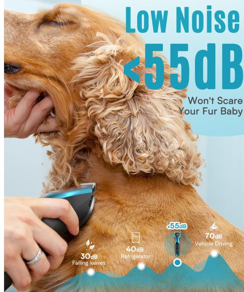 oneisall Dog Clippers Professional for Thick Hair, Heavy-Duty Dog Grooming Clippers with Detachable Metal Blade, Cordless Pet Shaver for Cockapoo Poodles