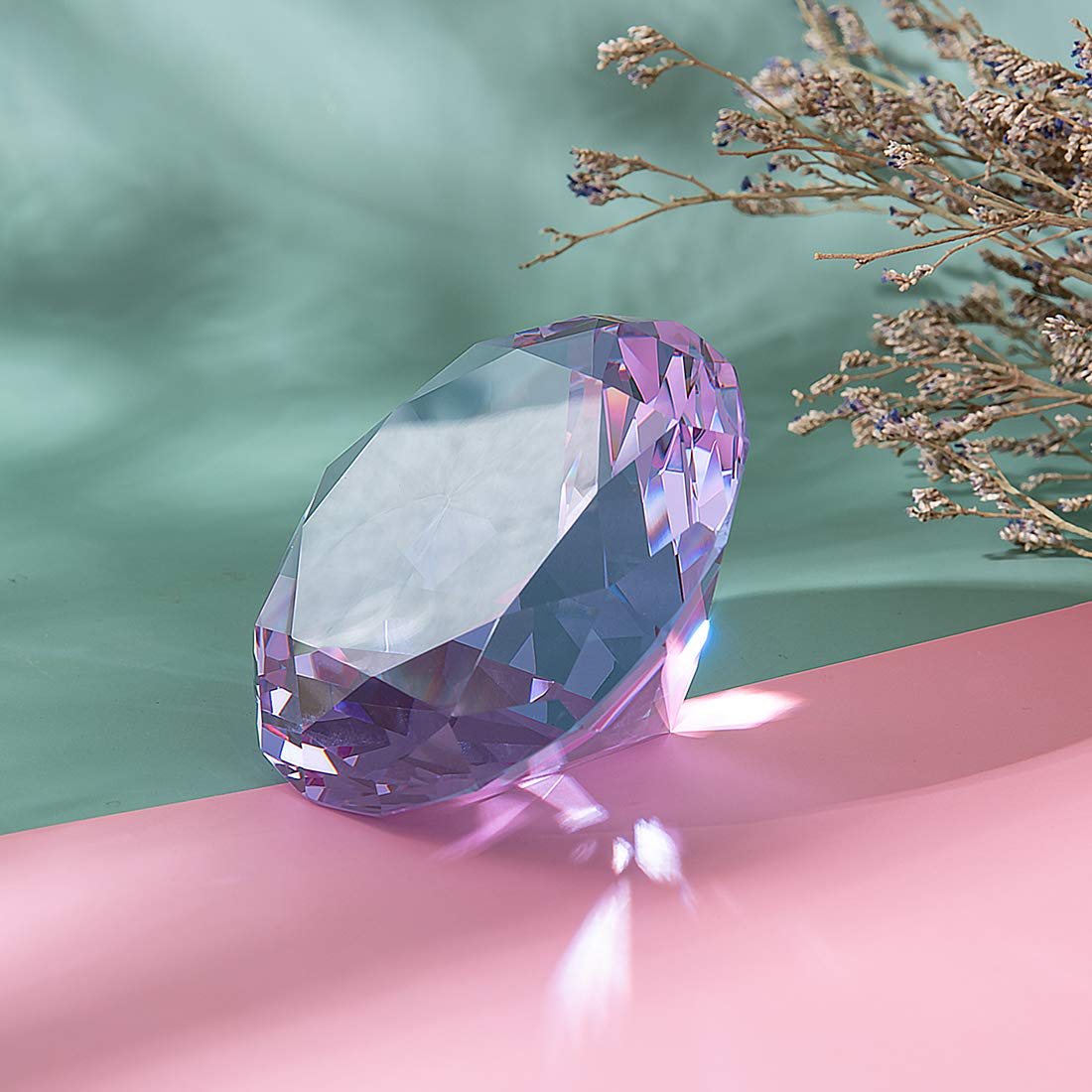 LONGWIN 100mm(3.9") Crystal Diamond Paperweight Nail Dispaly Prop Wedding Favor Christmas Centerpieces Home Decor (Purple)