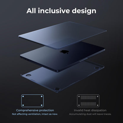 EooCoo Compatible with MacBook Air 13 inch Case 2025 M4 2024 M3 2022 M2 Hard Shell for Mac Book Air 13.6" A3240 A3113 A2681 Matte Midnight Cover [Original Midnight] Ultra-thin Invisible Translucent