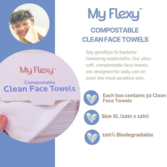 Disposable Face Towels XL for Skin Care & Makeup Removal – 100% Biodegradable