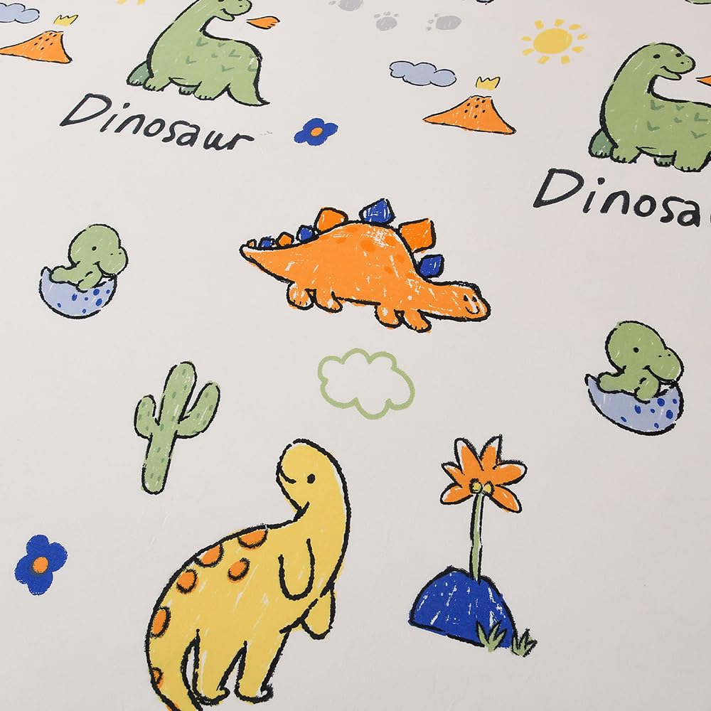 NATURETY Bedding Fitted Sheet with Deep Pocket,Thicken Printed Fabric Bed Sheets (Colorful Dino, Queen)