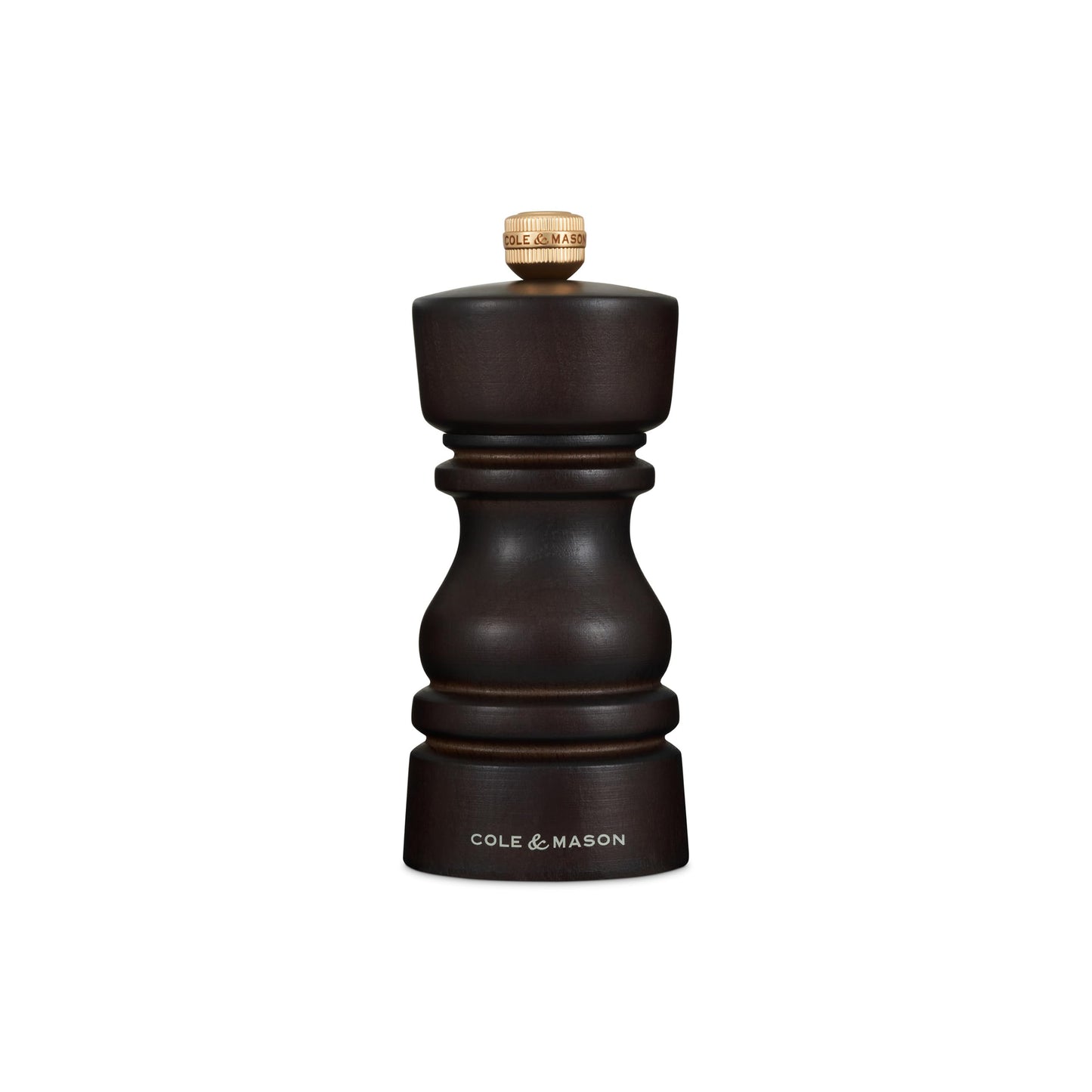 Cole & Mason London Refillable Spice Mill - Kitchen & Home Accessory - Table Salt Grinder - Salt Mill with Ceramic Mechanism - 5", Chocolate Wood