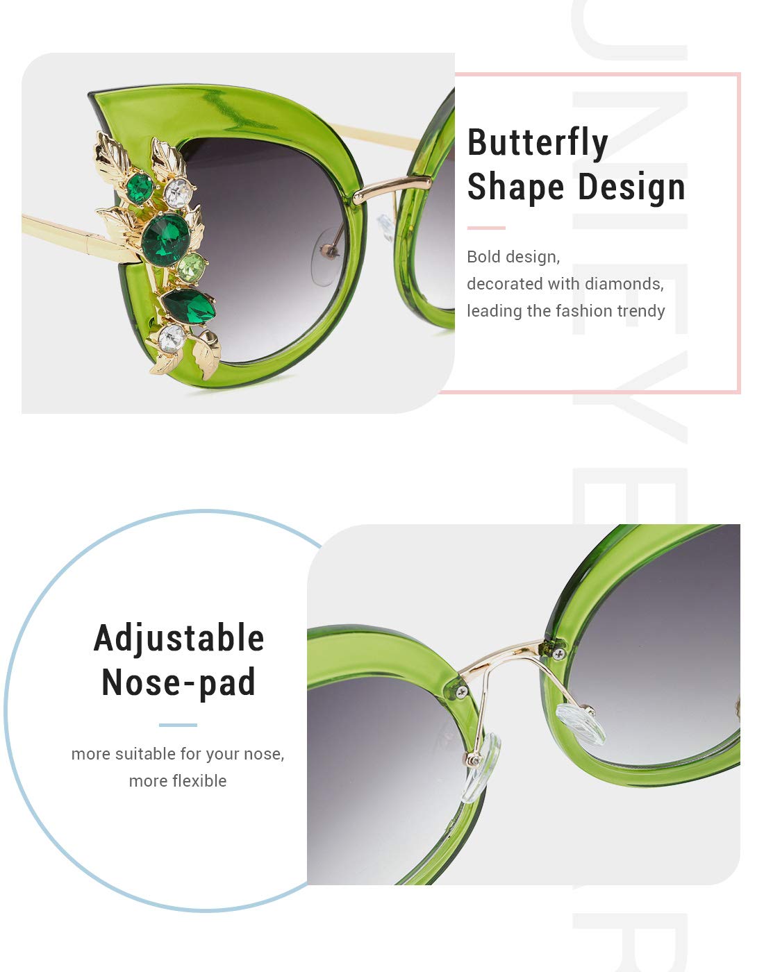 Slocyclub Halloween Glasses Jeweled Sunglasses, Funky Butterfly Shaped Sunglasses, Oversized Rhinestone Sunglasses for Women, Unique Sunglasses with UV400 Protection, Colorful Fun Sunglasses